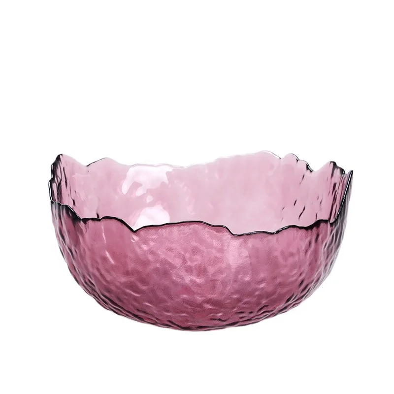 coloured creative salad glass bowl decorative glass fruit bowl for home kitchen 1380ml