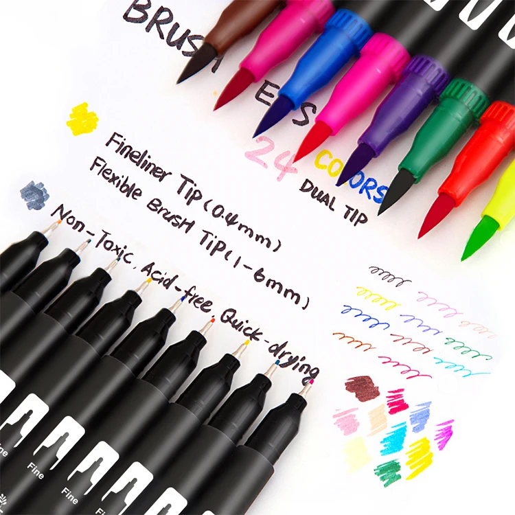 Promotional Watercolor Brush Pen 60 72 100 120 Colors Real Brush Tip Painting Water Color Pen Color Marker Pen