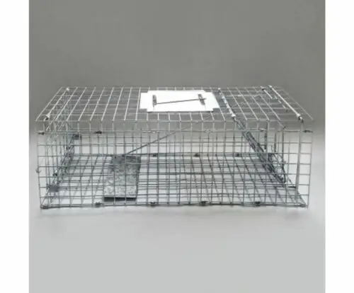 108 X 40 X 45CM SILVER NEW HUMANE COLLAPSIBLE  ANIMAL TRAP CAGE