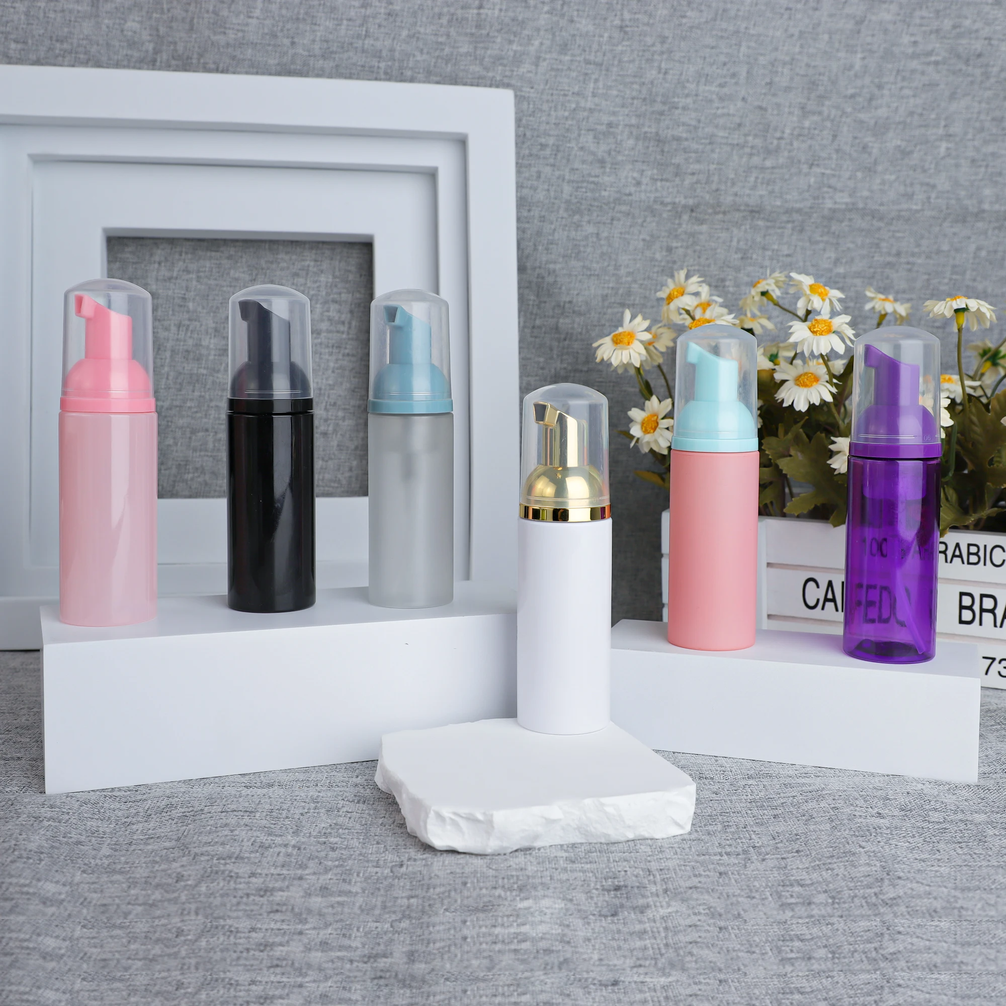 Facial cleanser foam pump bottle 50ml 80ml 100ml cosmetic foam soap dispenser skin care packaging plastic Mousse bottle