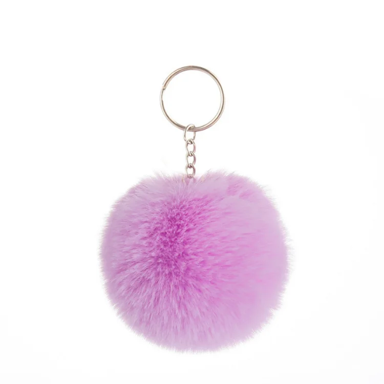 New arrival colorful furry puff ball cute soft car accessories keychains pendant pom pom keychain
