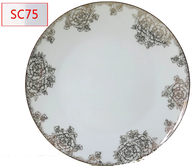 cheap price home used 10 inch porcelain dishes sets decal customized ceramic dinner plate sets bone china tablewares