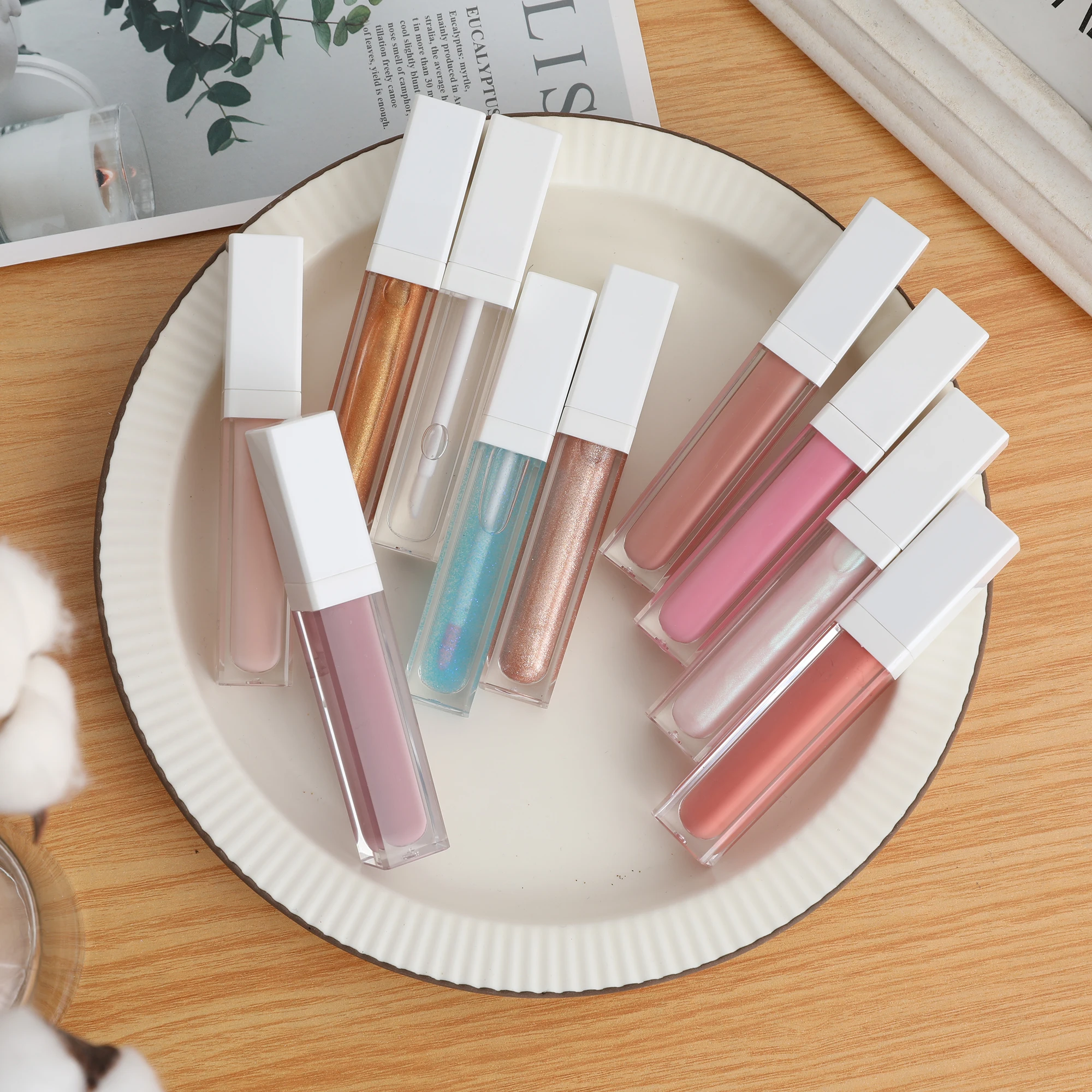  Custom Wholesale Kids Nude Lipgloss Clear Creamy Private Label Vegan Lip Gloss