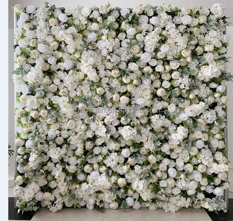 E07544 Custom Wedding Simulation Plastic Orchid Silk Rose Flower Wall Backdrop Panel Artificial Flower Wall for Home Party Decor