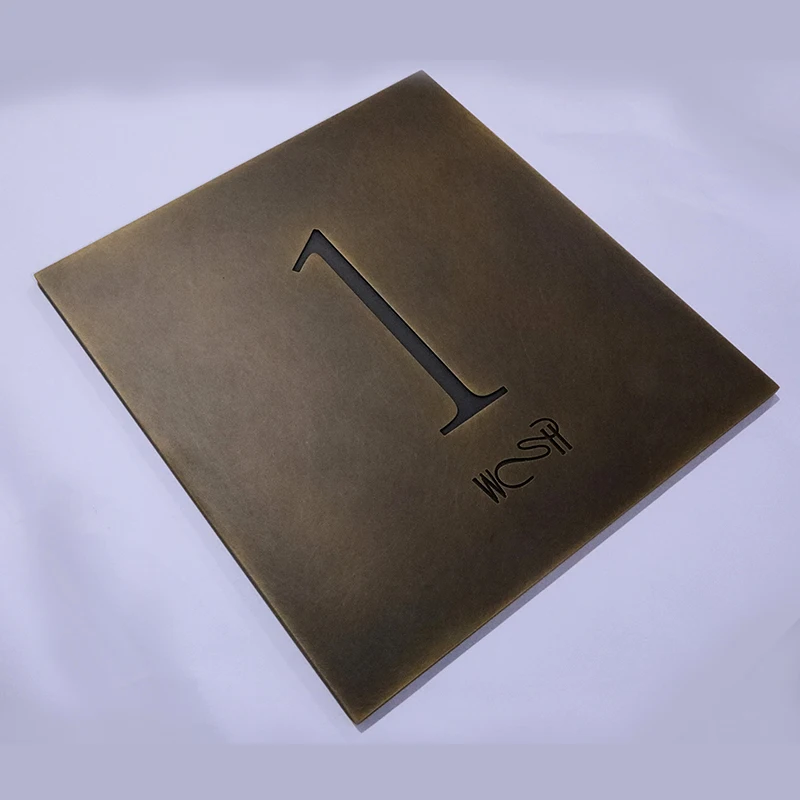 customized old finish etched flat cut plaque Aged Brass etched plate solid metal etched plate for advertising