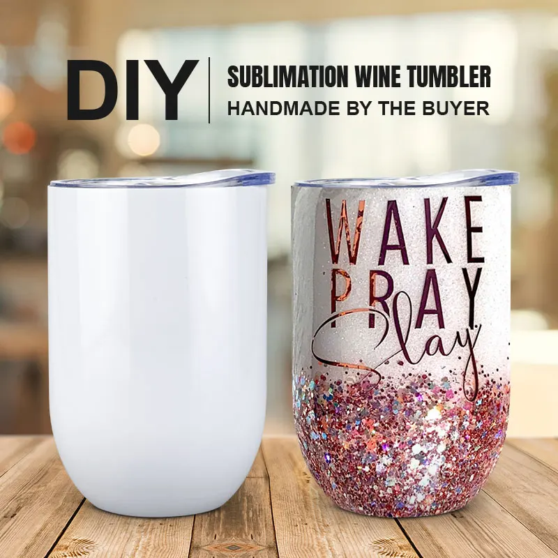 12 oz wholesale double walled vacuum insulated stainless steel cup 12oz sublimation blank stemless wine tumbler