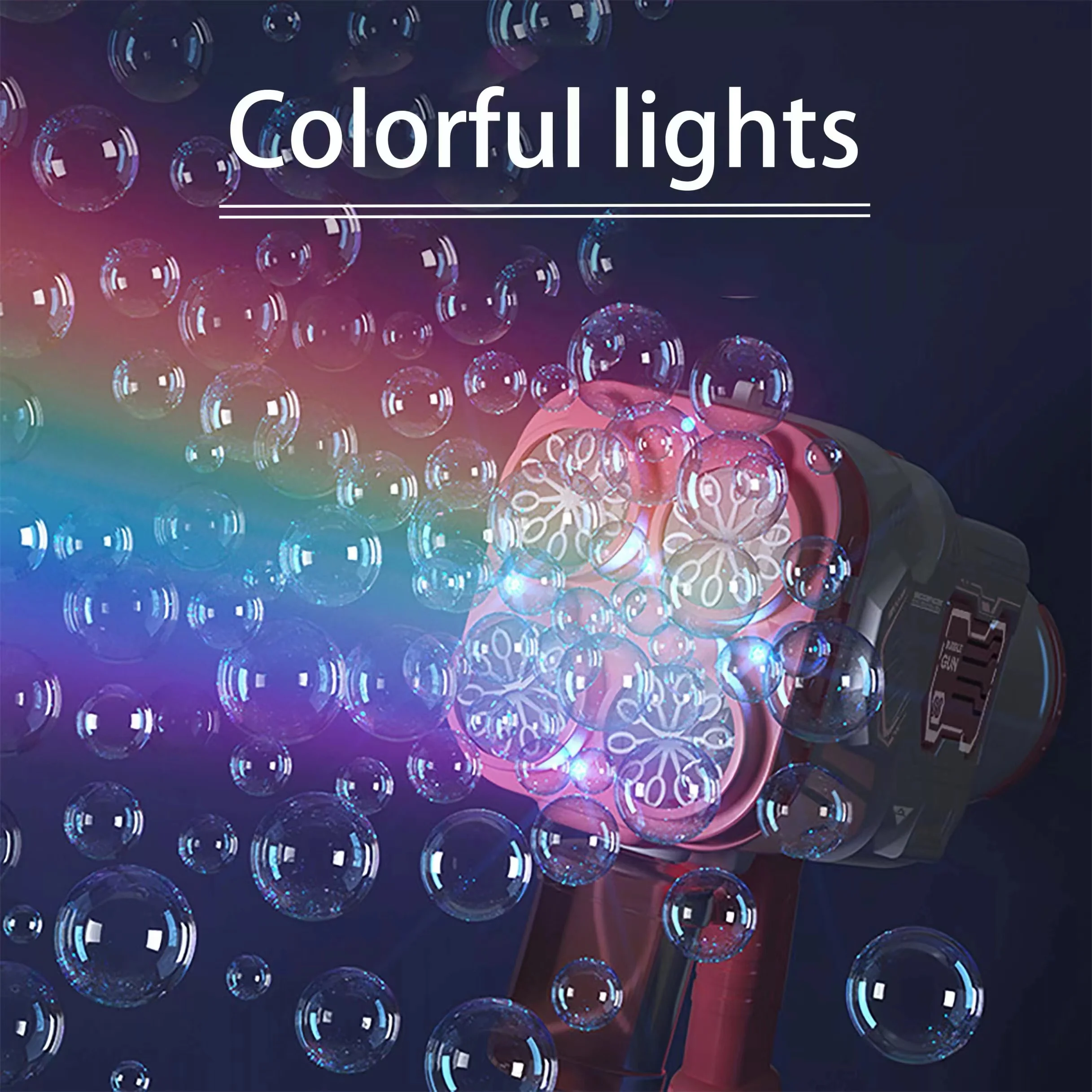 Color Box Best Selling Electric Bubble Shooting Airbrush Soap Manufacturer 40 Hole Bazooka Bubble Gun Outdoor Bubble Toy Plastic