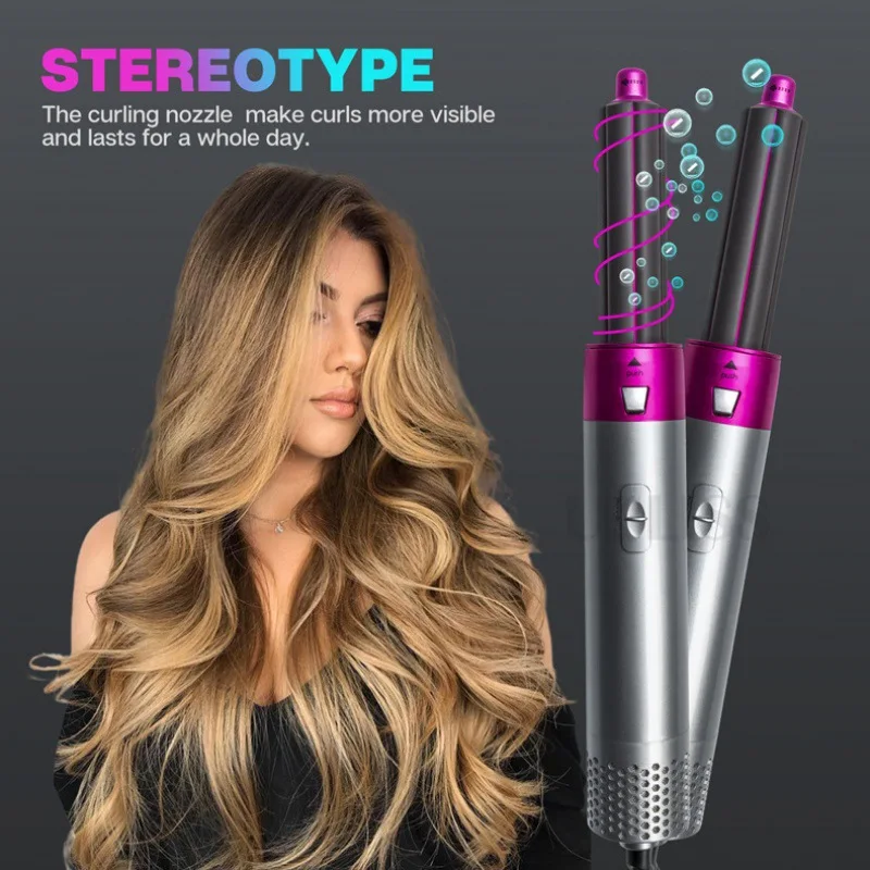 Secador De Pelo Customized Professional 5-in-1 Hot Air Comb Automatic Curling Iron Multi-Functional Hot Air Comb Set