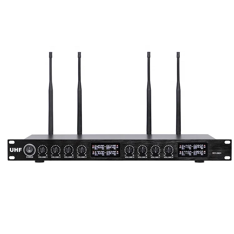 RIY-0801 Professional UHF 8 Channel Wireless Microphone Vocal Handheld Mic for Stage Performance