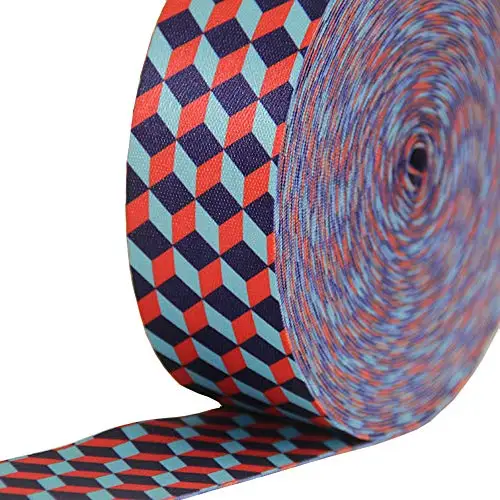 high quality 3D square pattern polyester printed webbing belt strap 1.5'/2'