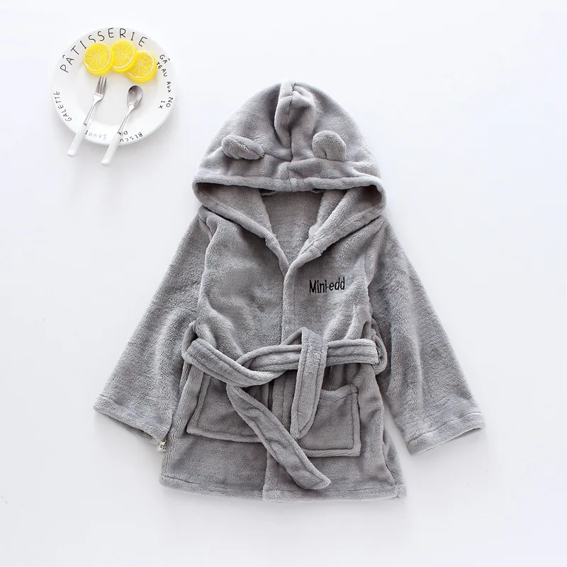 
2020 China Wholesale Flannel Baby Hooded Bathrobe Kids Flannel Nightwear Dressing Gowns 
