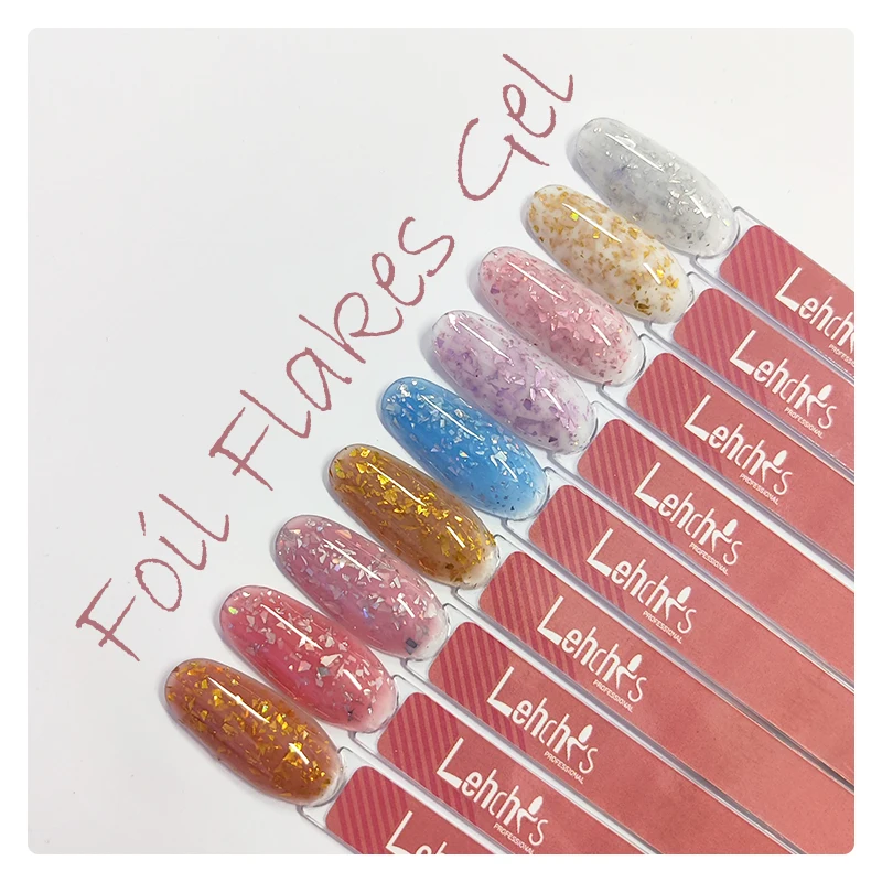Customization 15ML 1KG Nail Supplies for Professionals Irregular Platinum Foil Flake Glitter Base Rubber Gel Paint Polish