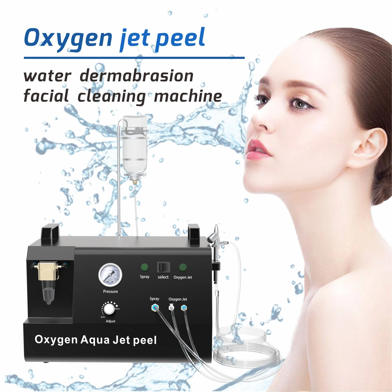 OEM/ODM 5 in 1 facial diamond hydradermabrasion non-needle injection oxygen jet peel hyperbaric machine