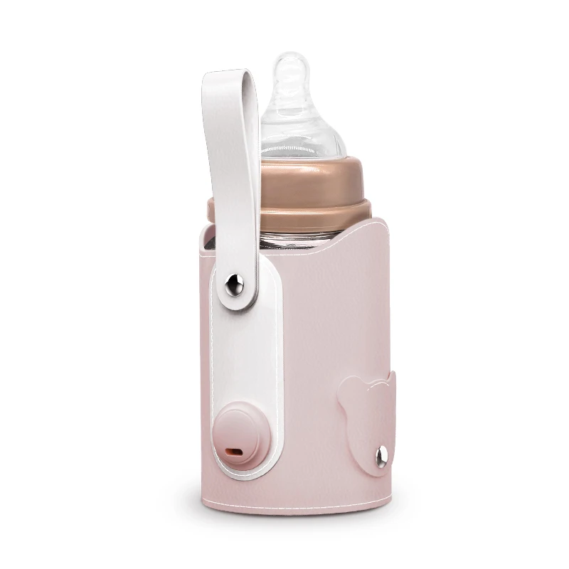 3 in 1 Baby Bottle Warmer Cover Travel PU Feeding Set Infant Milk Bottle Heater Thermal Bag Sleeve Yellow with USB Cable