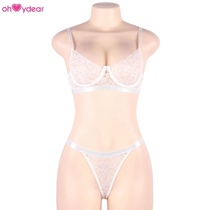 
Wholesale Delicate Sheer Lace Transparent Sexy Lingerie Bra Panty Set 