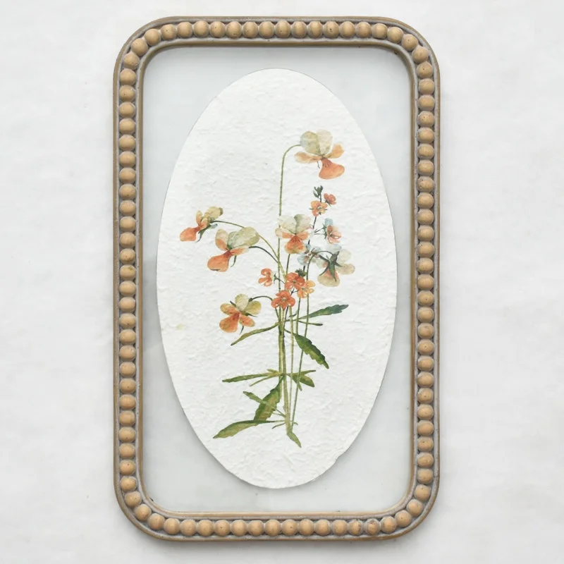 Nordic Style Boho Wood bead Frame Leaves Flower Wall Picture Home Decoration Gift Hanging Framed Wall Art Print For Home Decor