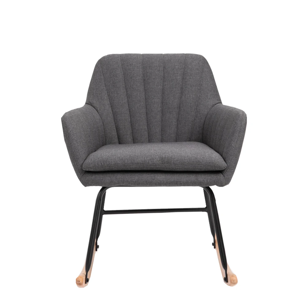 Partner  Mid-century Modern Fabric Wooden Accent Rocking Chair