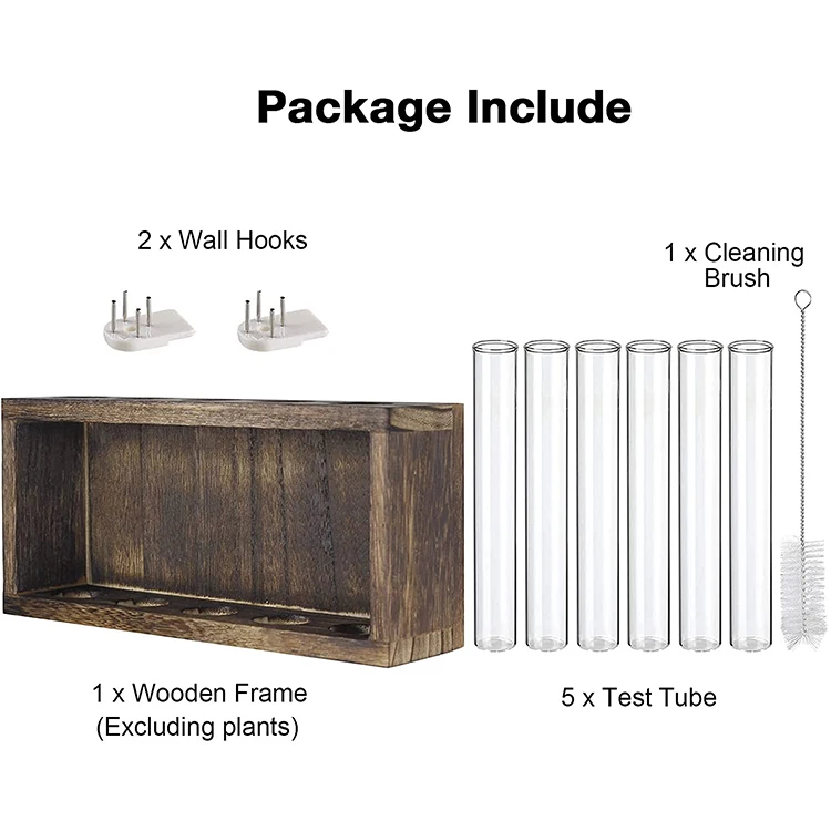 Ваза с деревянной рамой и стеклянным растением