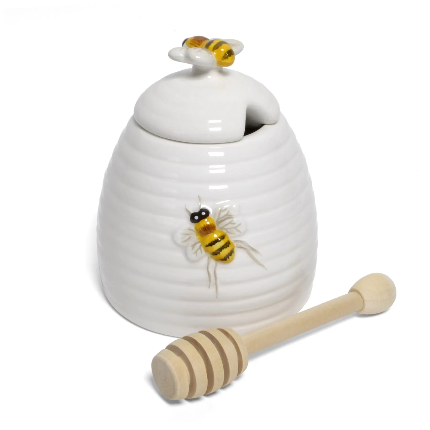 Nordic Porcelain Honey Storage Spice Jar 3D Bee Ceramic Beehive Honey Pot with Lid