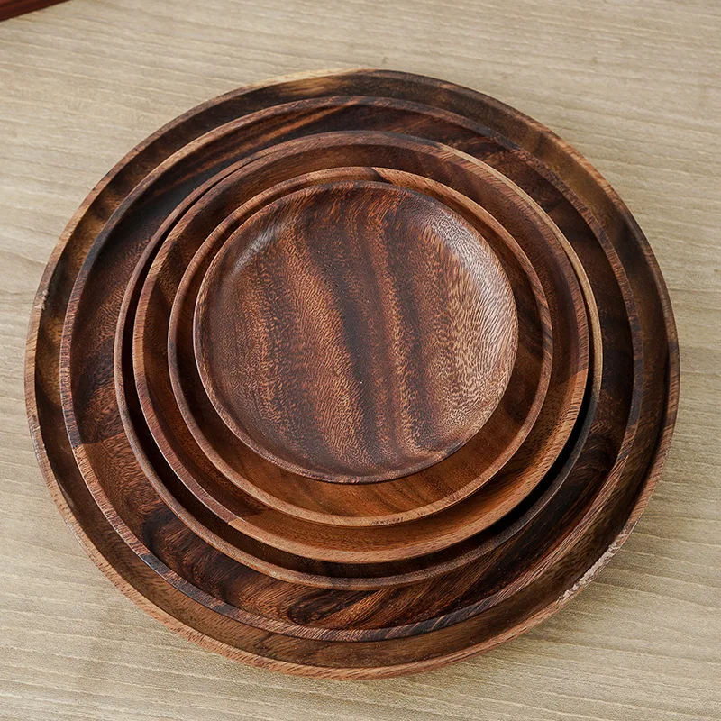 Hot Selling Wood Tableware Set Family Dining Plate Salad Bowl Italian Noodle Board Kitchen Supplies Handcrafted Wooden Tableware