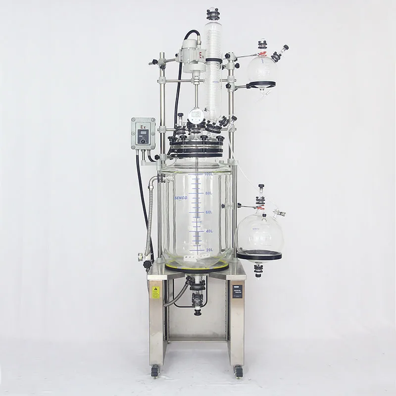 
100L Jacketed Glass Reactor Pilot Plant Reactor Manufacturer 