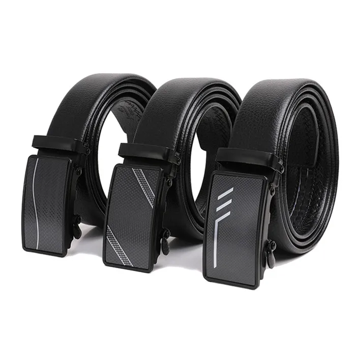 
N662 Wholesale Custom New Adjustable Casual Automatic Buckle Belt Fashion Lxurury Business Men Black Genuine Leather Belts 