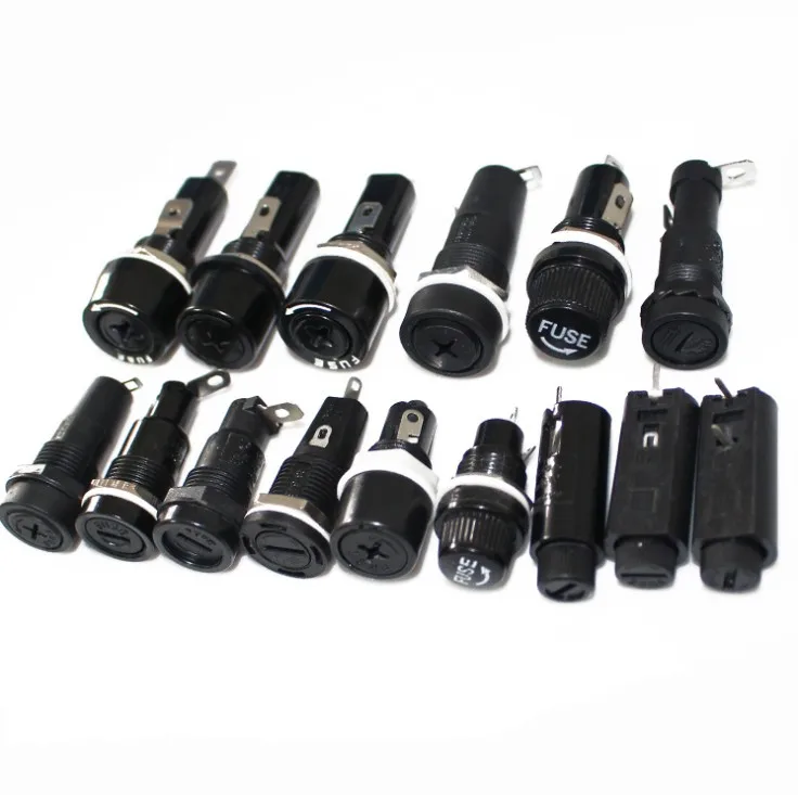 High temperature resistant fuse holder FUSE black bakelite round flat spiral 5*20mm 6*30mm glass fuse holder 10A 250V