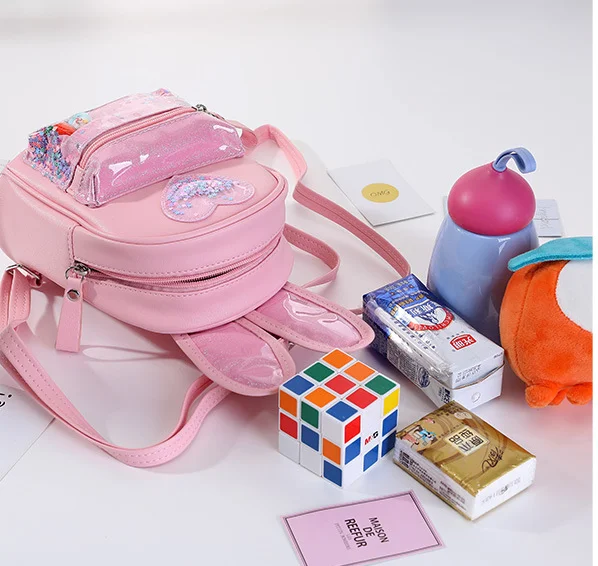 2022 Fashionable Sequins Korea Style Cartoon Rabbit Designer Backpack School Bags Trolley School Bags for Girls