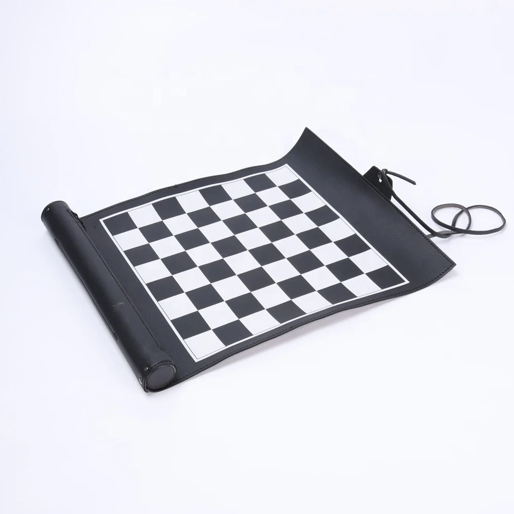 PU Leather Roll Up Chess Set 32 Chess Pieces for Family All Levels Teens PU chess board