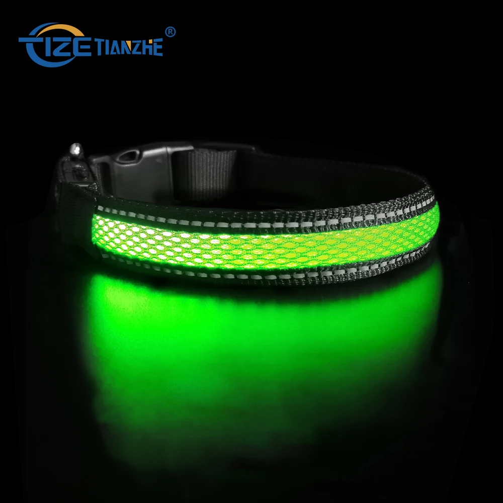 Светодиодные ошейники, регулируемый нейлоновый водонепроницаемый светоотражающий собачий ошейник, светодиодный собачий ошейник