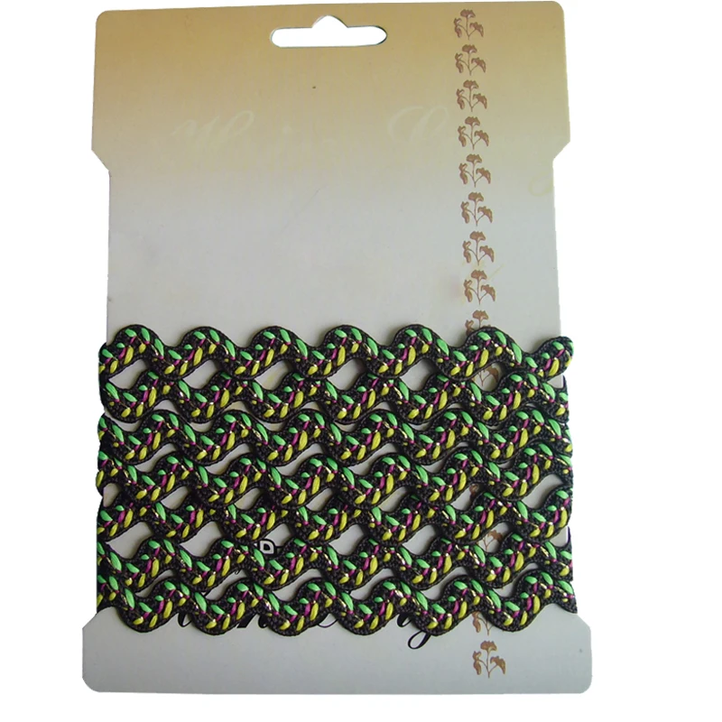 custom 10 mm 12 mm  polyester braided zigzag wave Lace Trim metallic  Ric Rac ribbon trim for decor