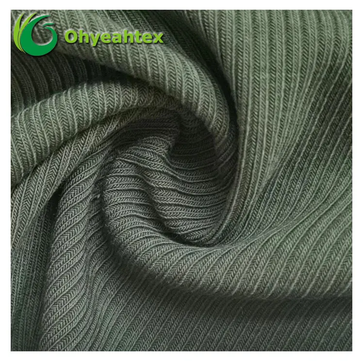 Warehouse 290GSM 44% Recycled Polyester 43%Bamboo 13%Spandex 2x2 Rib Fabric For Sportswear