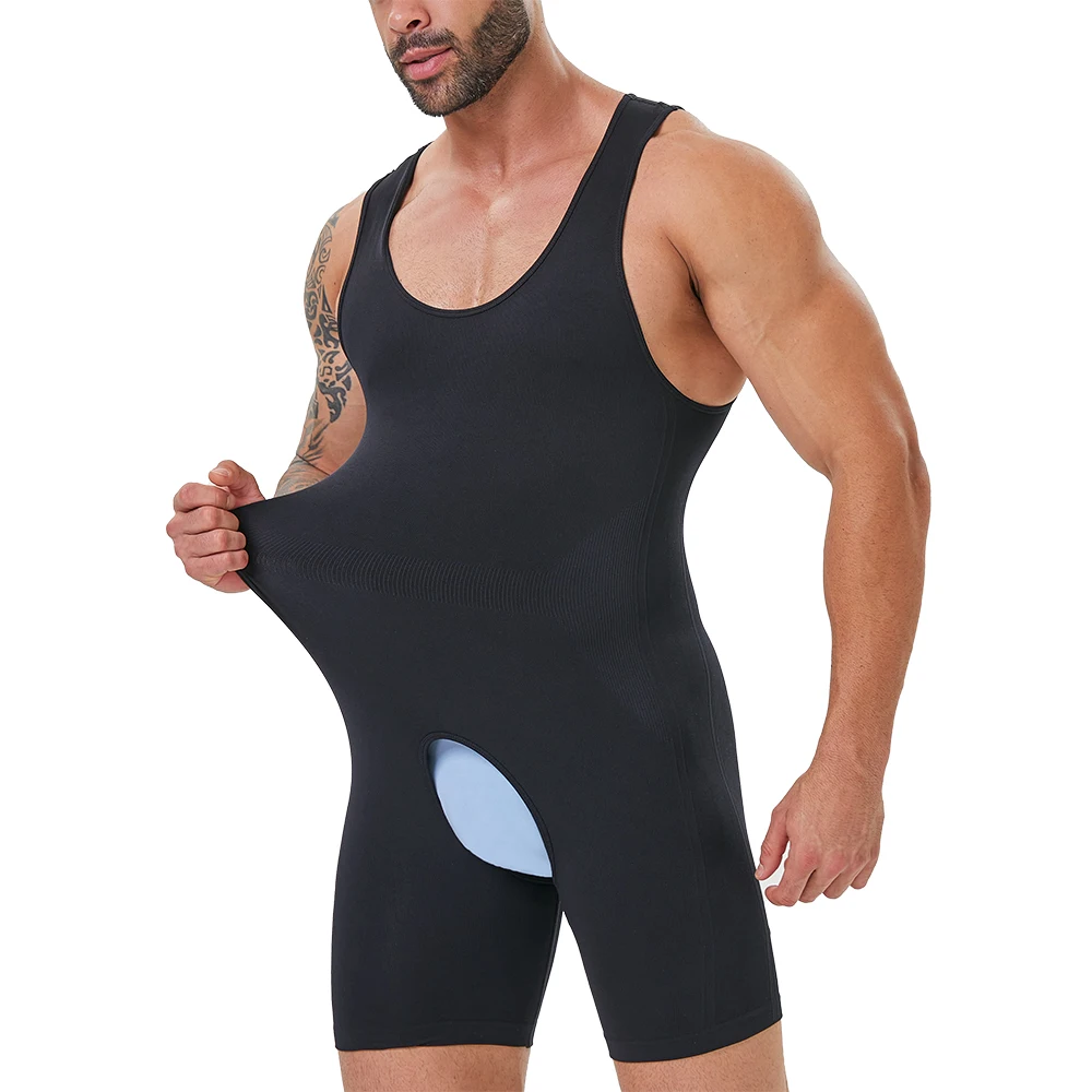 Mens Seamless  Body Shaper Tummy Control Romper Shapewear For Men Jumpsuit Shorts Full Bodysuit