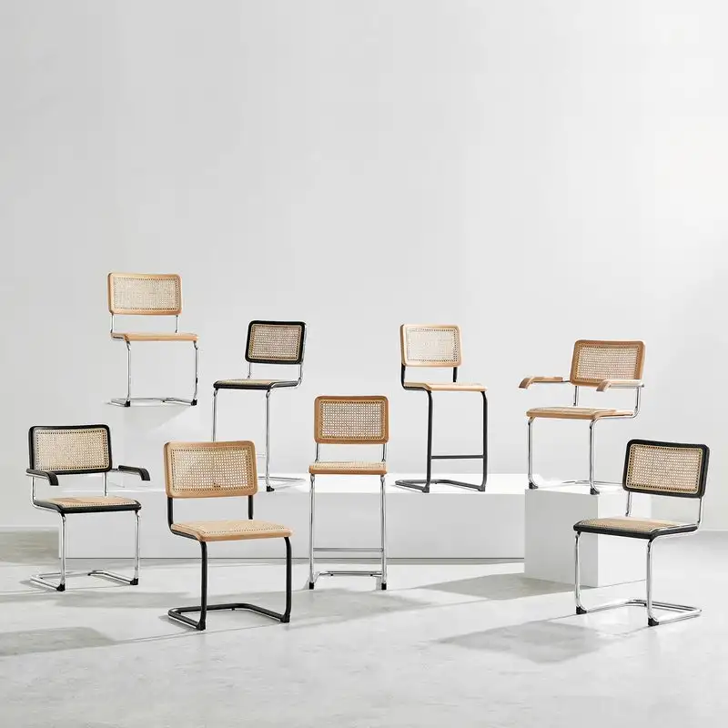 Marcel Breuer Cesca Replica Home Furniture Cadeiras Black Natural Rattan Cantilever Dining Room Chairs With Arms