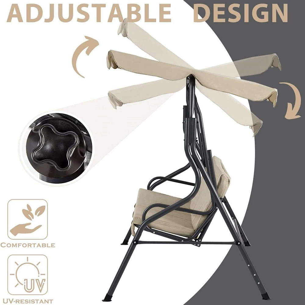 Garden Beach Hanging Chair Outdoor Swing Seater Bed with Adjustable Canopy