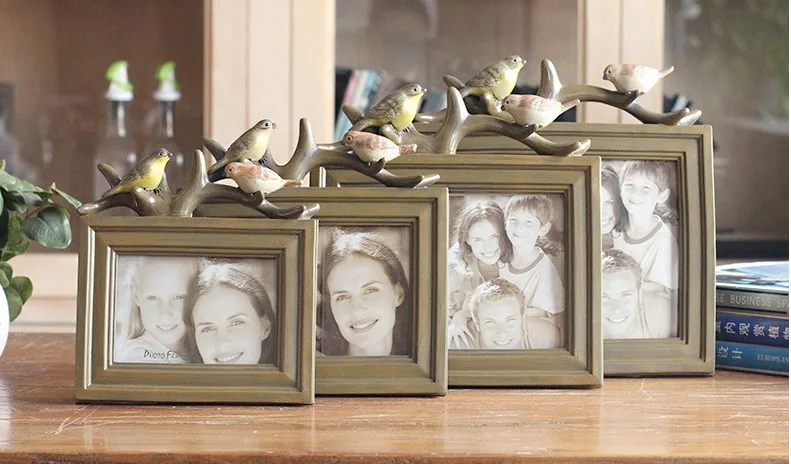 Креативная фоторамка «Птица на ветке» из смолы, белая/коричневая, рамка для фотографий, домашний декор, 5 дюймов, 6 дюймов, 7 дюймов, 8 дюймов