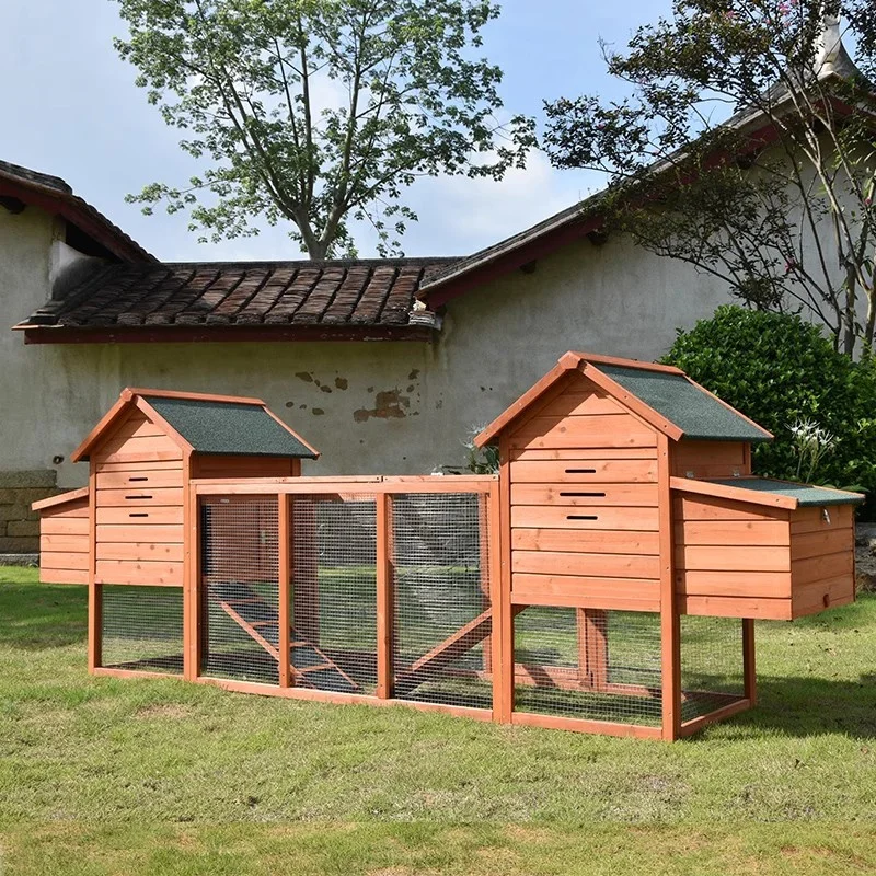 chicken coop poultry shed pigeon and rabbit cage home use outdoor wooden breeding house with wooden tray.