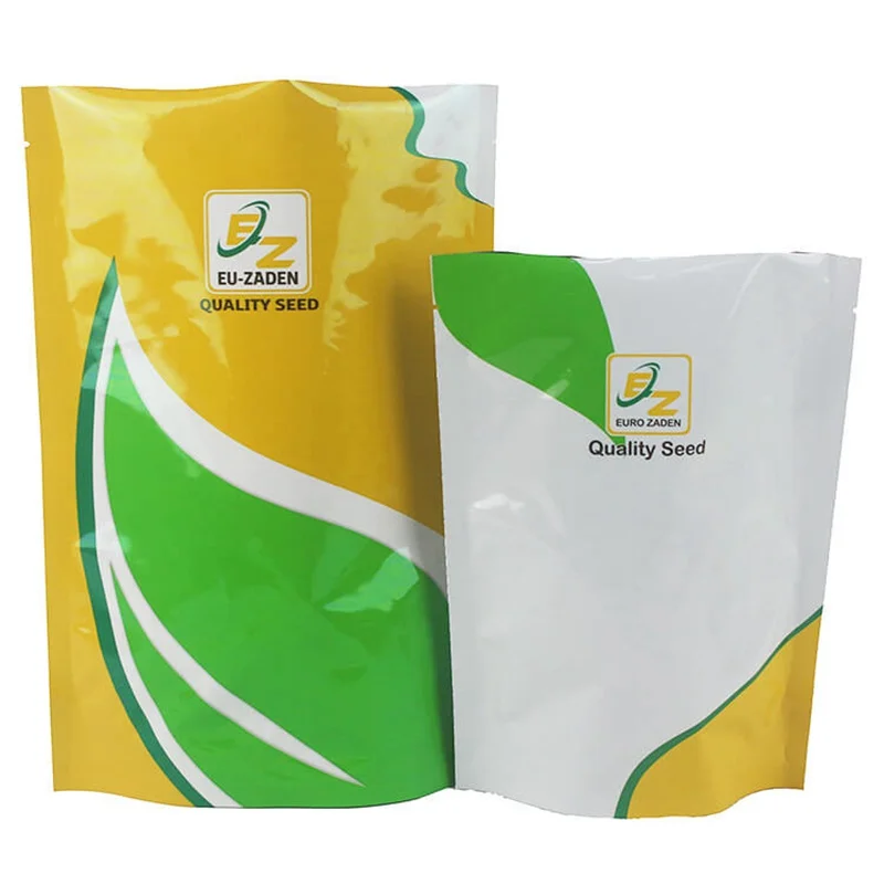 Custom Aluminum Foil Bag Seeds Food Moisture Glossy Three Side Seal Packaging Stand Up Pouch For Grain