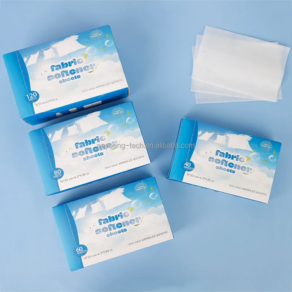 Best Selling Fresh Scent Anti-wrinkle Tumbler Laundry Dryer Sheets Custom Logo Anti-static Fabric Softener