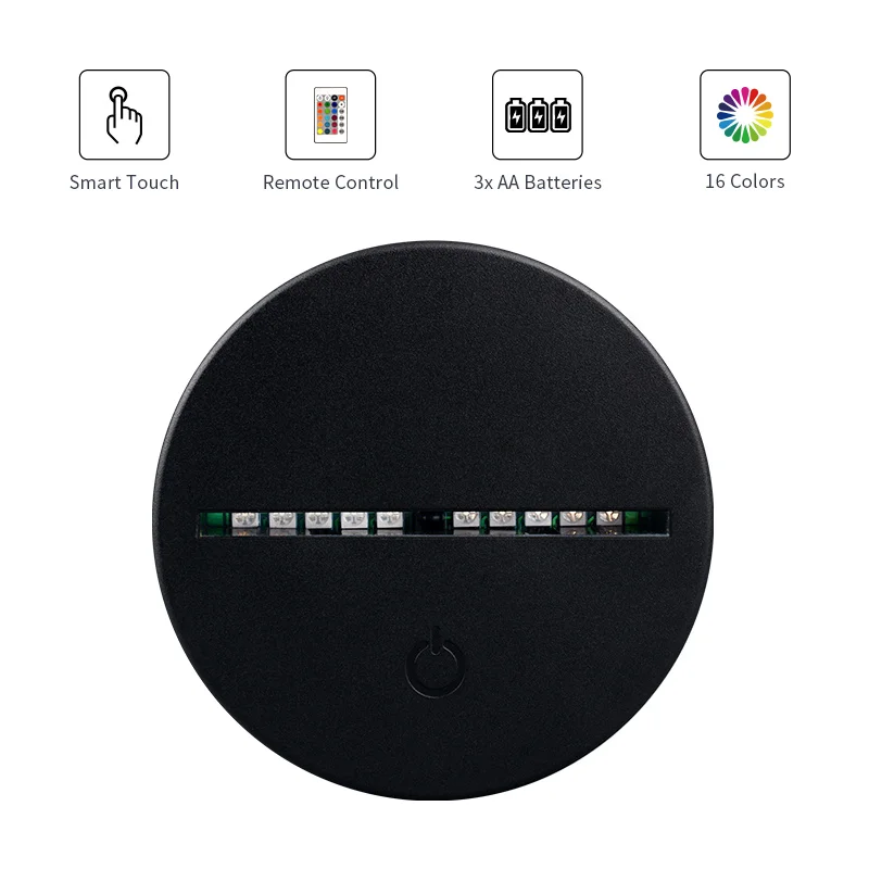 Factory Wholesale acrylic optical led illusion lamp 3d night light base