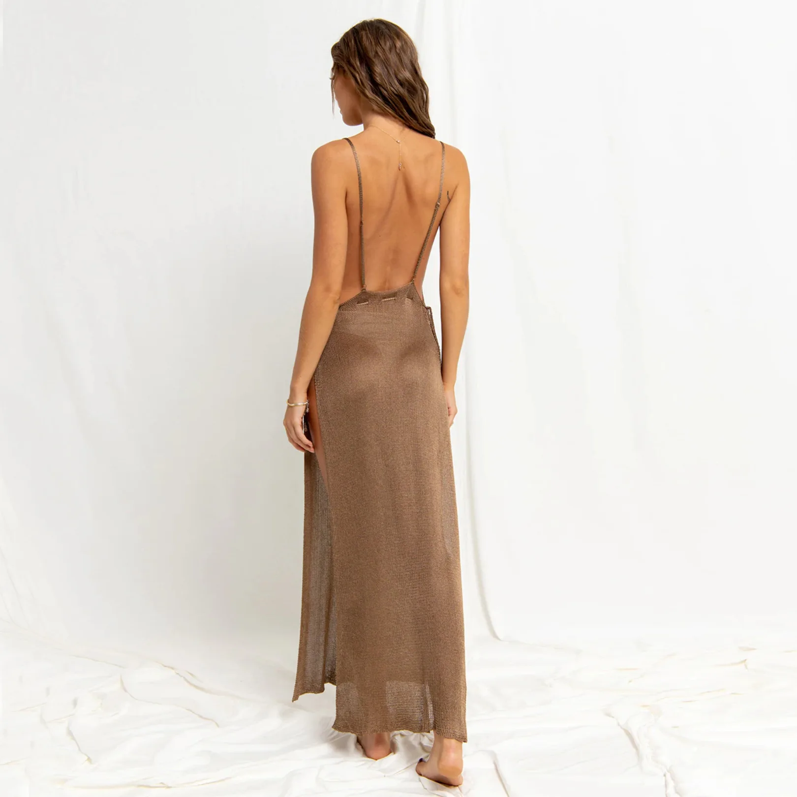 OEM/ODM Custom New Ice Silk Strap Vacation Sexy Plus Size Swimwear Cover Up Beach Dress Casual Dresses Women Skirts