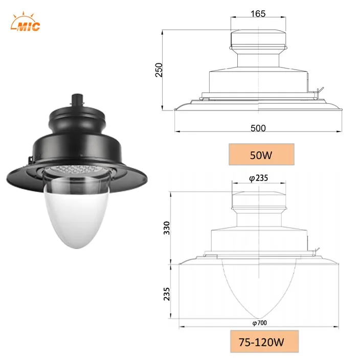 Classical european garden lights IP65 Rating AC Power Supply 50W 75W Outdoor led garden lamps