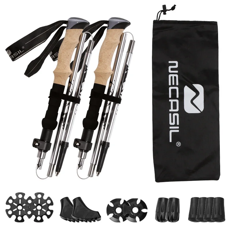 TF Wholesale Price  Folding Aluminium 125cm 5 Sections 7075 Nordic Hiking Trekking Pole  Walking Sticks