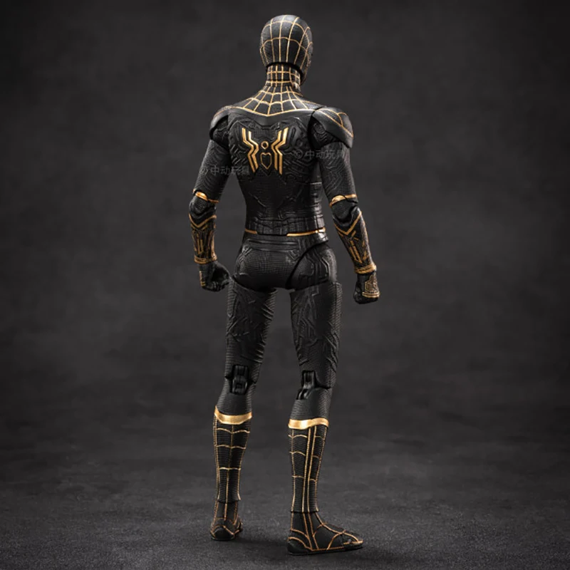 zd toys original genuine Marvel Spider Man-No Way Home Black and Gold Spider-Man 1/10 action figures movable joints 18cm 7 in