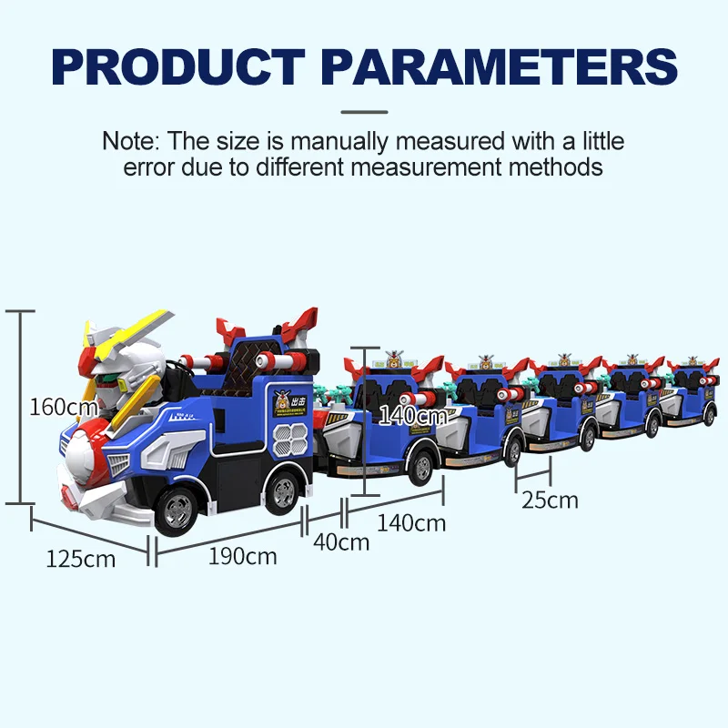 Family-Friendly Tourist Attraction Mecha Battle Train Trackless Electric Ride with LED Lights for Park and Amusement Park Use
