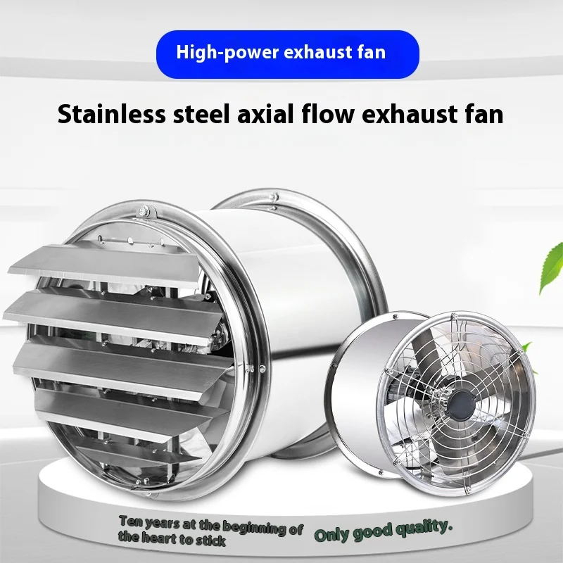 Stainless Steel High Speed Cylinder Fume Extractor Industrial Ventilating Fan with Shutters wall fans for room