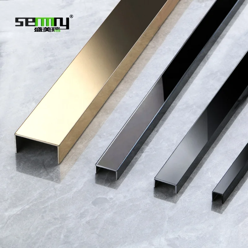 SENMRY decorative strip stainless steel tile stainless steel u Interior Profile Decorative Gold ceramic Tile Trim for furniture