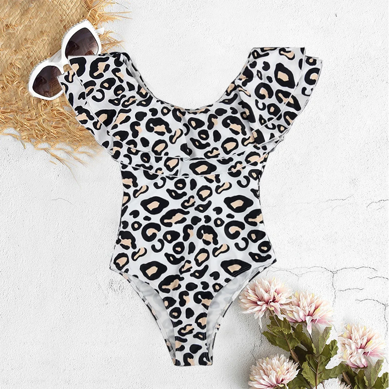 Fashion Mommy and me swimwear Leopard Print family swimwear baby kids swimwear