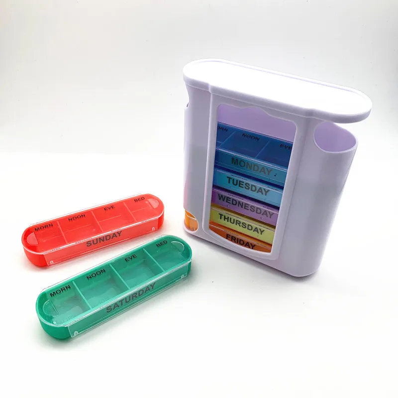 
HTDP2816 2018 China Supplier Promotion Wholesales Hinge Pill Box 28 Cases Monthly Travel Pill Box 