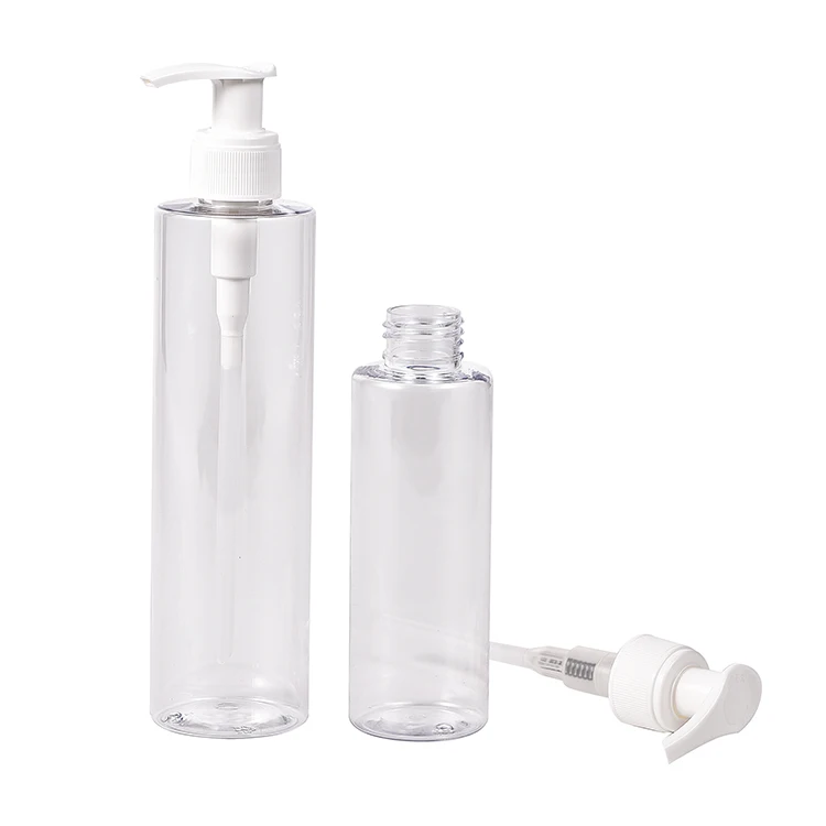 Customized recycle empty transparent black white body lotion plastic pet bottle manufacturers